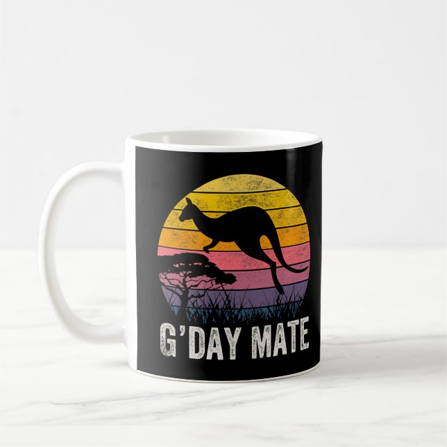 Caneca De Café Austrália Gday Mate Funny Kangaroo - Símbolo Austr (Esquerda)