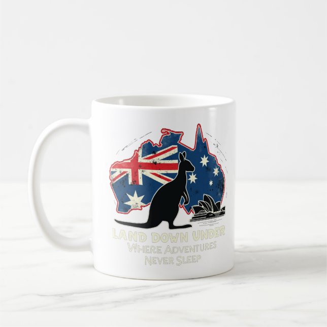 Caneca De Café Austrália, Kangaroo Aussies, desce abaixo (Esquerda)