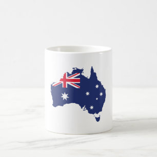 CANECA DE CAFÉ AUSTRÁLIA MAP E FLAG BLUE