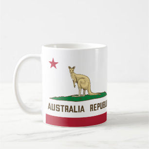 Caneca De Café Austrália República da Califórnia Flag Kangaroo