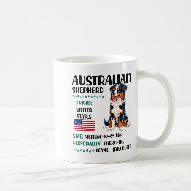 Caneca De Café Australian Shepherd Origin Funny Aussie Dog Lover  (Direita)