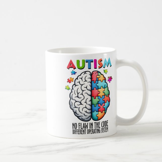 Caneca De Café Autism Brain Puzzle No Flaw In The Code  (Direita)
