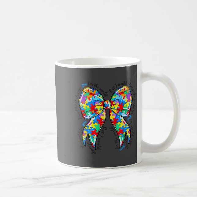 Caneca De Café Autism Coquette Bow Puzzle Autism Awareness Proud  (Direita)