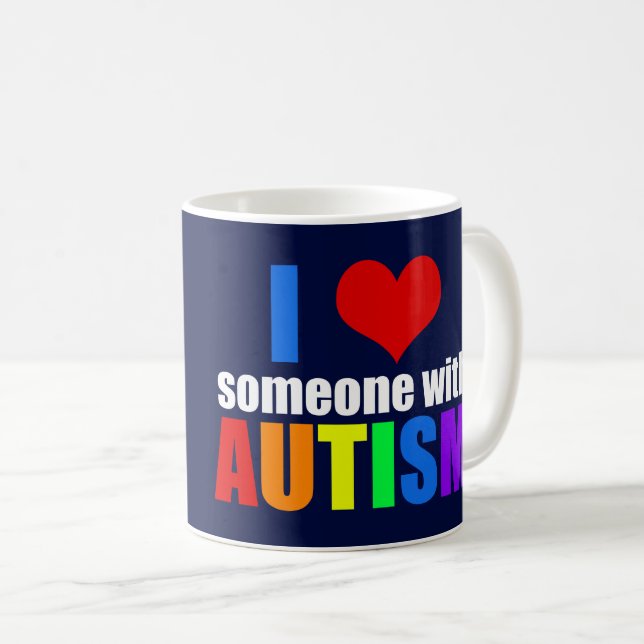 Caneca De Café Autismo Ama Família Arco-Íris Suporte Correto (Frente Esquerda)