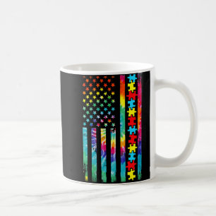 Caneca De Café Autismo American Flag Tee Tie Dye Autismo Sensibil
