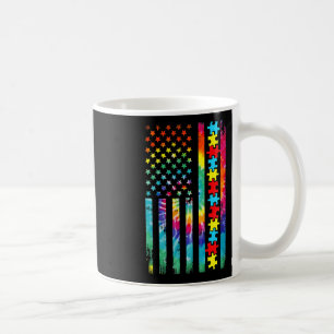 Caneca De Café Autismo American Flag Tie Dye Autismo Sensibilizaç