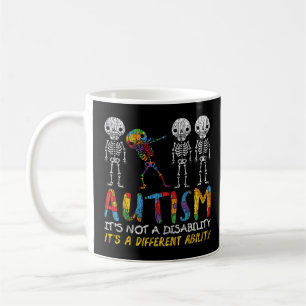 Caneca De Café Autismo Awerness - Skeleton Dabbing Autitic Kids A