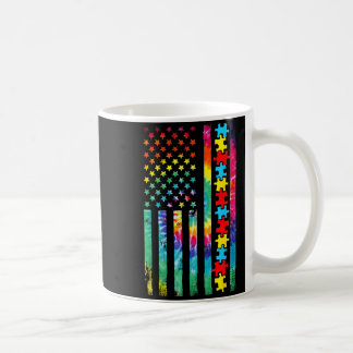 Caneca De Café Autismo Bandeira Americana Tie Dye Conscientização