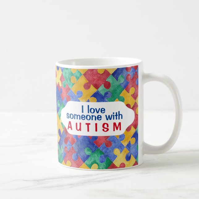 Caneca De Café Autismo Consciência aquosa quebra-cabeça (Direita)