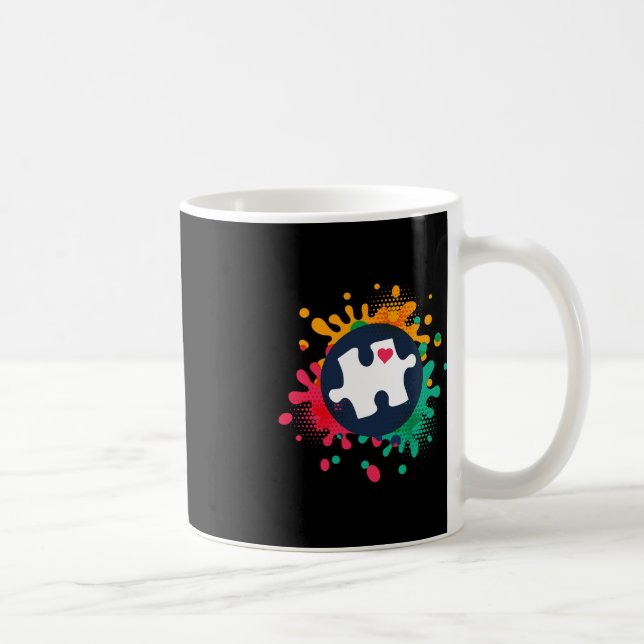 Caneca De Café Autismo Consciência Quebra-cabeça Piece Ama Apoio  (Direita)