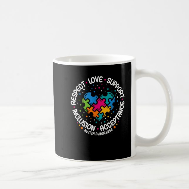 Caneca De Café Autismo Consciência Respeito Amor Suporte Autismo  (Direita)