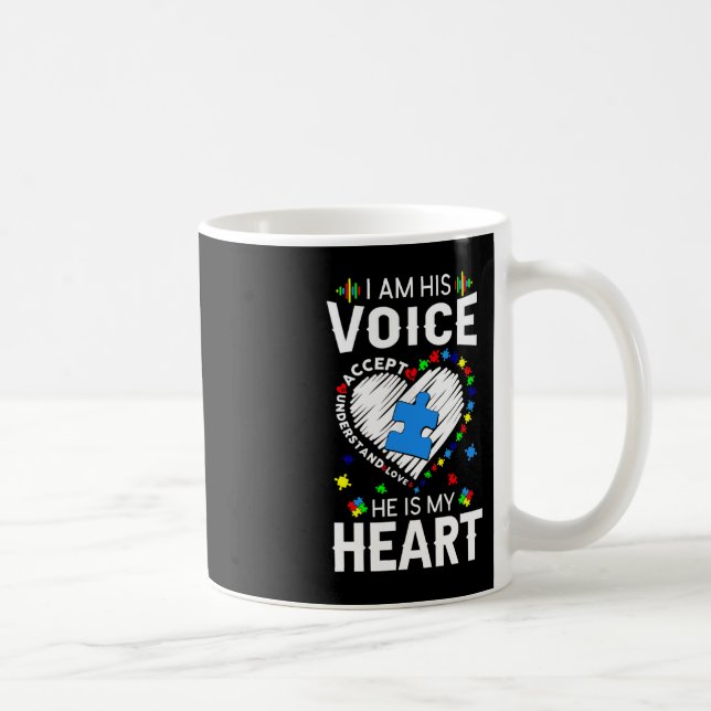 Caneca De Café Autismo Conscientista Mãe Eu Sou A Voz Dele Ele É  (Direita)