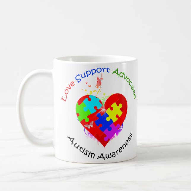 Caneca De Café Autismo Quebra-cabeça no coração (Esquerda)