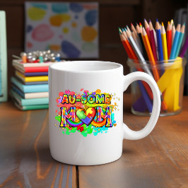 Caneca De Café Autismo Sensibilização Au-some Mãe Mug
