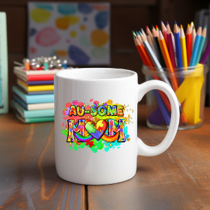 Caneca De Café Autismo Sensibilização Au-some Mãe Mug