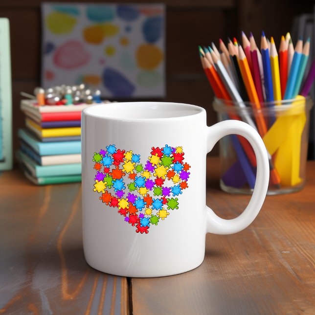 Caneca De Café Autismo Sensibilização Coração (Criador carregado)