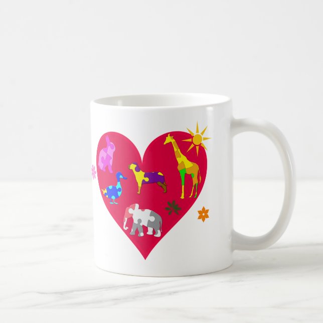 Caneca De Café Autismo Sensibilização dos Animais (Direita)
