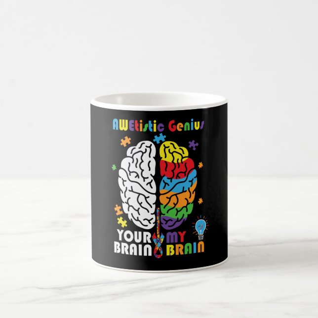 Caneca De Café Autismo Sensibilização gênio autista cérebro Autis (Centro)