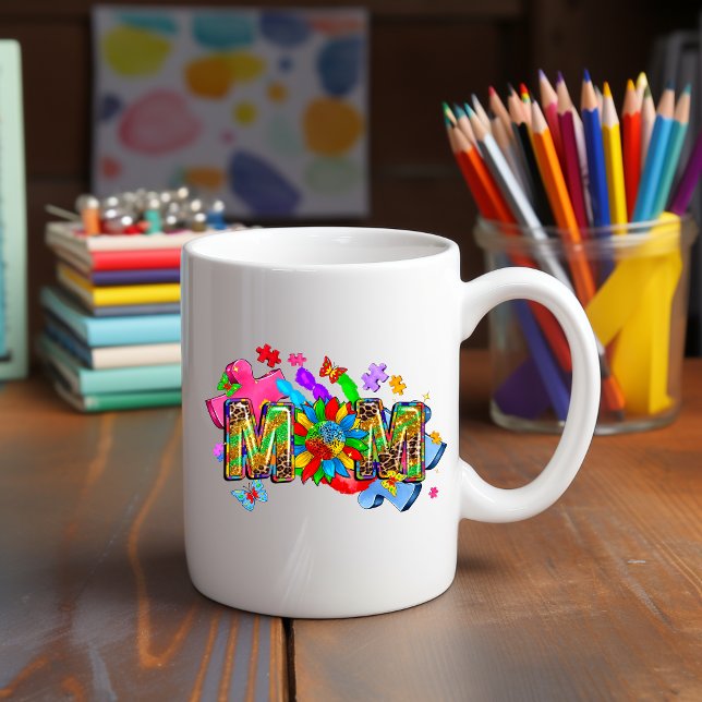 Caneca De Café Autismo Sensibilização Mãe Flor Mug (Criador carregado)