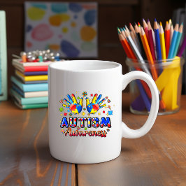 Caneca De Café Autismo Sensibilização Quebra-cabeça Mãos Mug