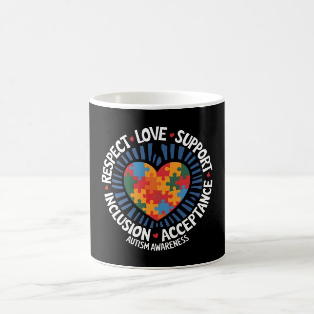 Caneca De Café Autismo Sensibilização Respeite o Apoio ao Amor (Centro)