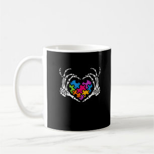 Caneca De Café Autismo Sensibilização s Skeleton Quebra-cabeça de
