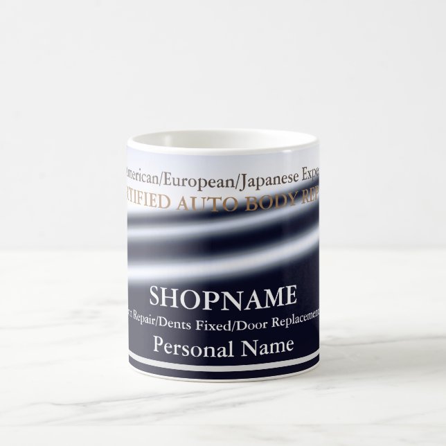 Caneca De Café Auto Body Shop Business Card (Centro)