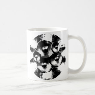 Caneca De Café Auto-falante preto e branco da música em um