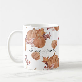 Caneca De Café Autumn Birds Flowers and Leaves Watercolor