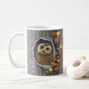 Caneca De Café Autumn Coruja e Cores de Queda