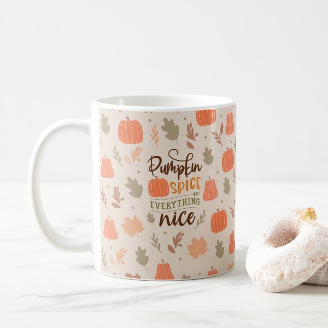 Caneca De Café Autumn Deixa Pumpkin Cair Patterno (Com Donut)