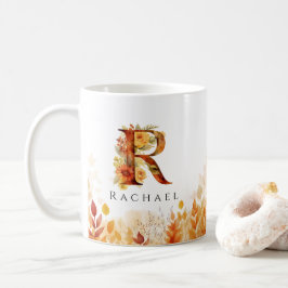 Caneca De Café Autumn Deixa Russo Cair Monograma - Letra R