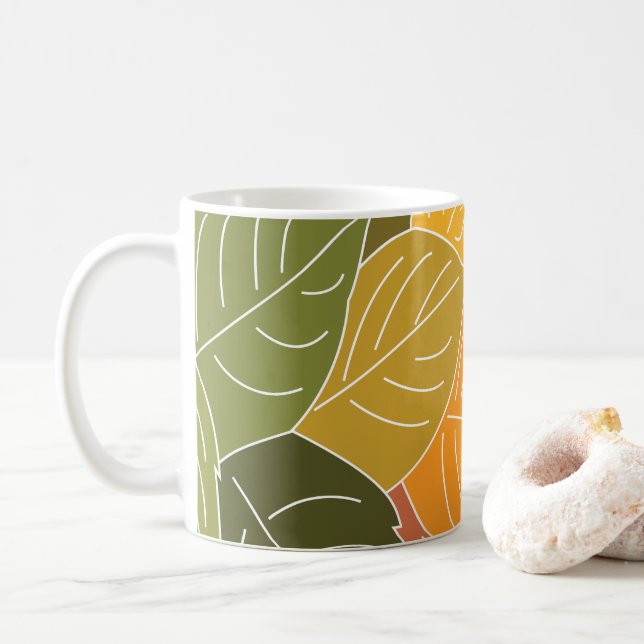 Caneca De Café Autumn Fall Leaves (Com Donut)
