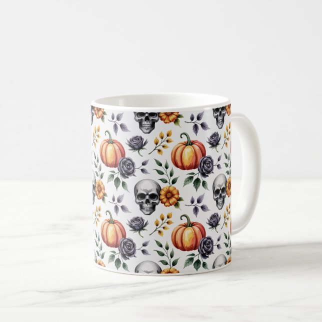 Caneca De Café Autumn Floral Halloween (Frente Esquerda)