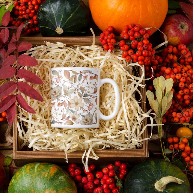 Caneca De Café Autumn Floral Rustic Mug (Criador carregado)