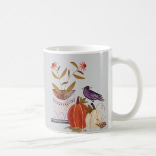 Caneca De Café Autumn Harmony - Cozy Fall Crow e Pumpkins