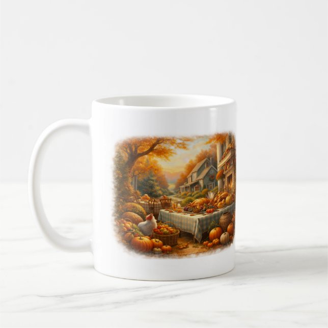 Caneca De Café Autumn Harvest Gathering Farmhouse Thanksgiving (Esquerda)