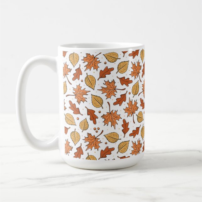 Caneca De Café Autumn Leaves and Acorns Pattern (Esquerda)