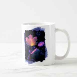 Caneca De Café Autumn Leaves em Neon e Azul
