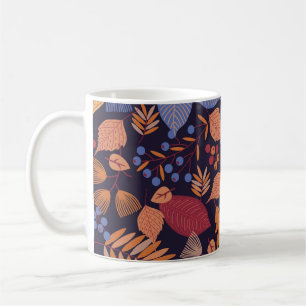 Caneca De Café Autumn Leaves, Ilustração Vintage Mushroom.