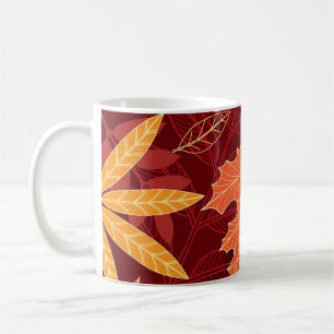 Caneca De Café Autumn Leaves: Padrão Natural Invisível