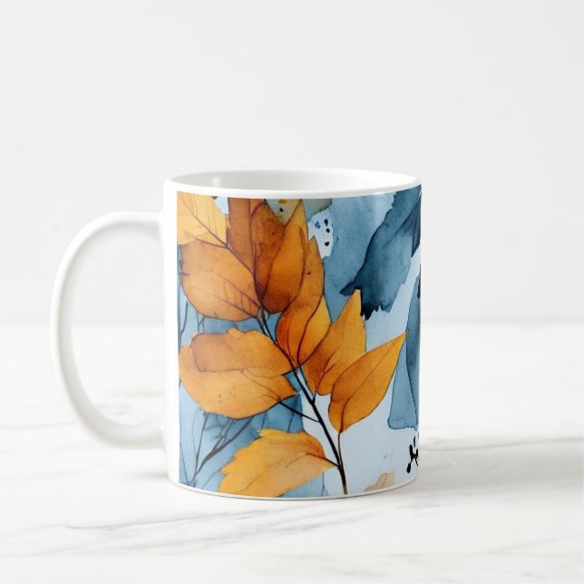Caneca De Café Autumn Leaves Watercolor (Esquerda)