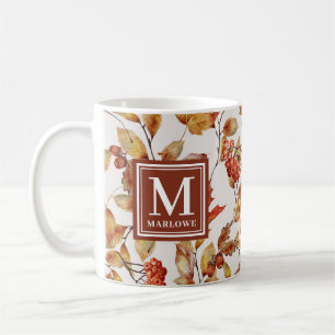 Caneca De Café Autumn Orange Deixa Aquarela Monograma