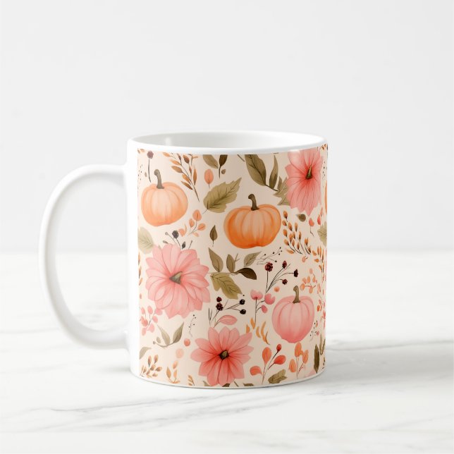 Caneca De Café Autumn Pumpkin Floral (Esquerda)