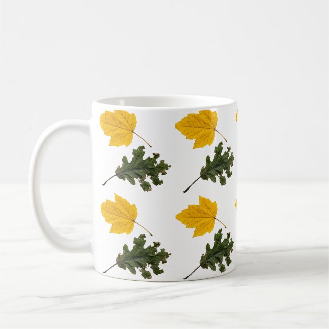 Caneca De Café Autumn Symmetry Leaf Pattern (Esquerda)
