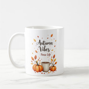 Caneca De Café Autumn Vibes Personalizado Enfermeira