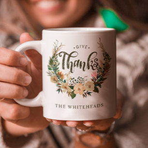 Caneca De Café Autumn Watercolor Boho Floral Wreath