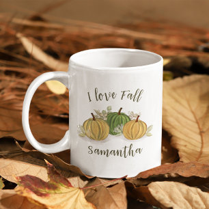 Caneca De Café Autumn Watercolor I Love Fall Personalizado