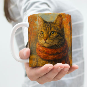 Caneca De Café Autumn Whiskers A Cozy Cat in Fall Breeze