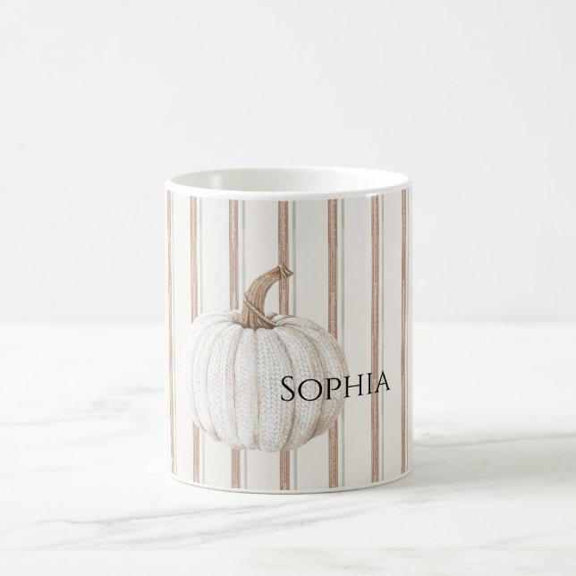 Caneca De Café Autumn White Knit Pumpkin (Centro)